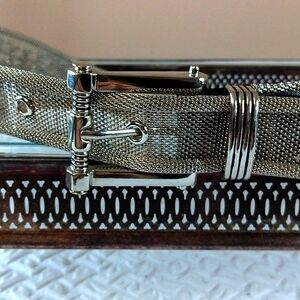 Silverstone metal mesh chain belt. Good condition Grunge Goth woman's large 45"